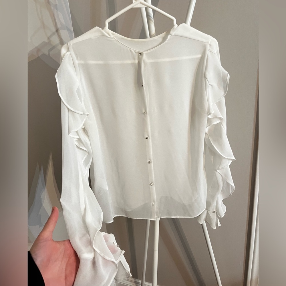 Zara Cream Long Sleeve Blouse - Picture 3 of 7